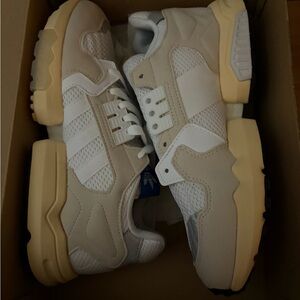 Adidas Men's Beige and White Sneakers